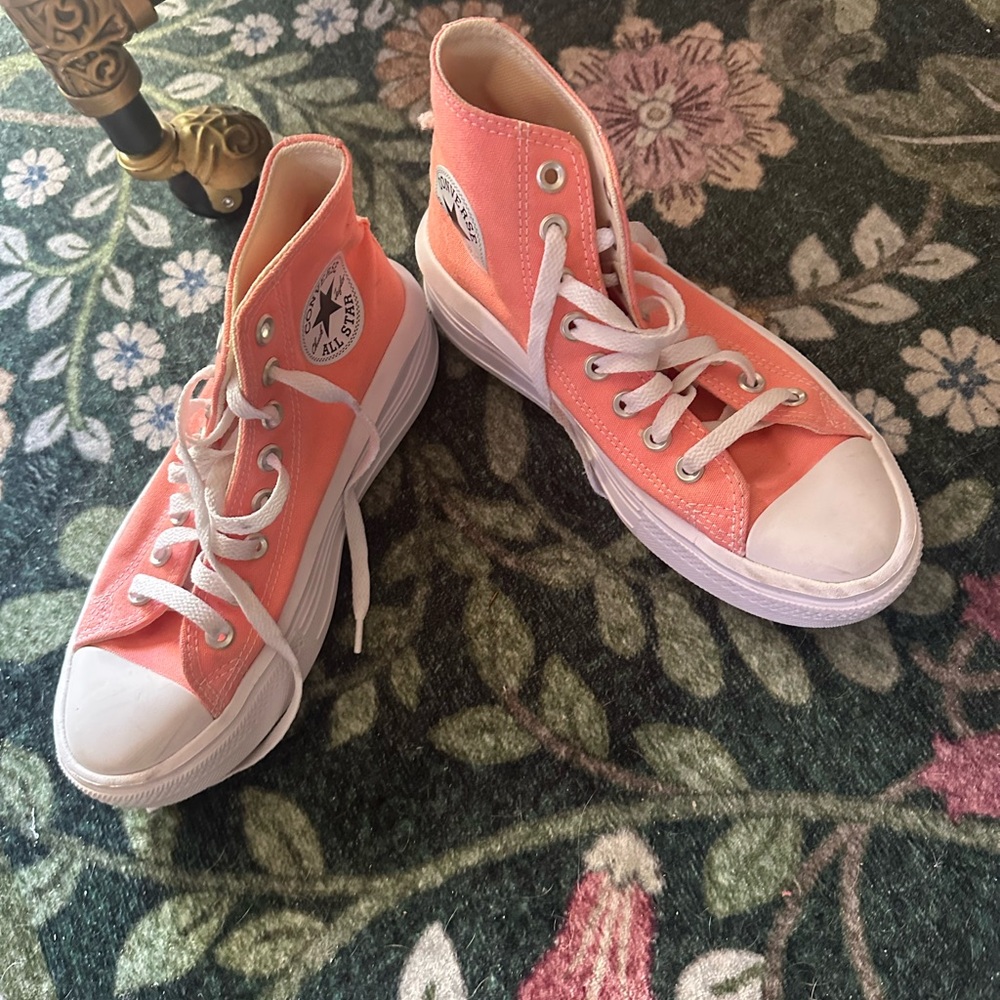Converse Chuck Taylor All Star High Top Sneakers - Coral Pink platform 7